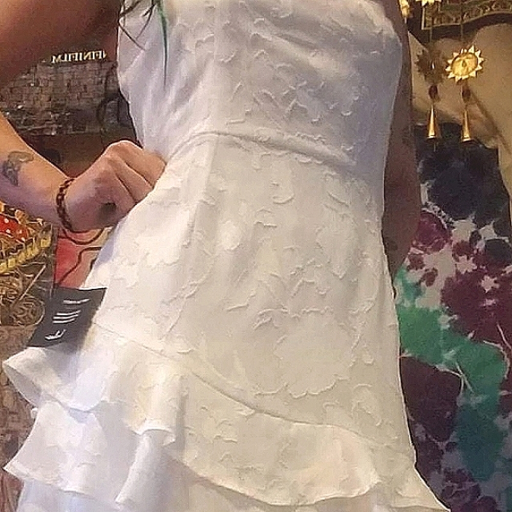 Lulu's White Floral Ruffled Mini Dress